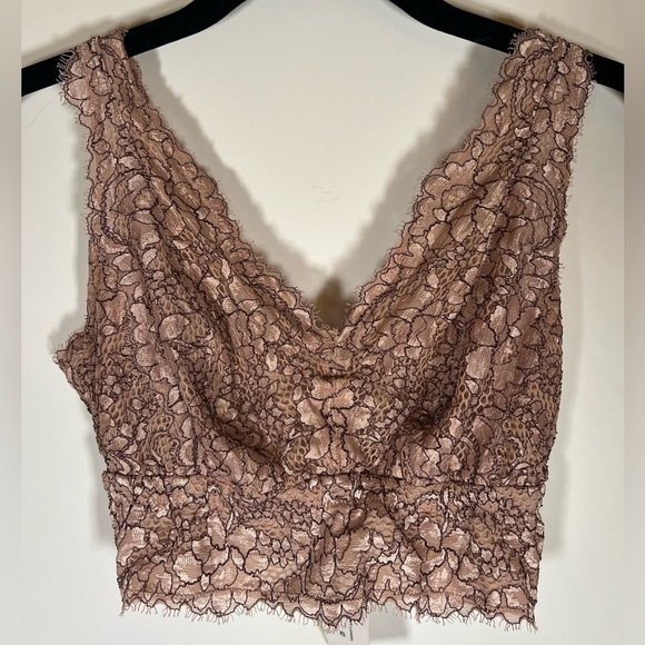NWT Cosabella &124 Pret-a-Porter pink tan lace curvy V bralette XS stretch - Picture 1 of 12